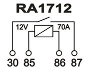 RA1712S- RELÉ USO GERAL 12V 4 TERMINAIS 70A - 6282