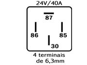 RA1224S- RELÉ AUXILIAR 4 TERM. 24V/40A - 6300