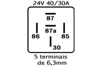 RA1524S- RELÉ AUXILIAR REVERSÍVEL 5 TERMINAIS 24V 40/30A - 6301